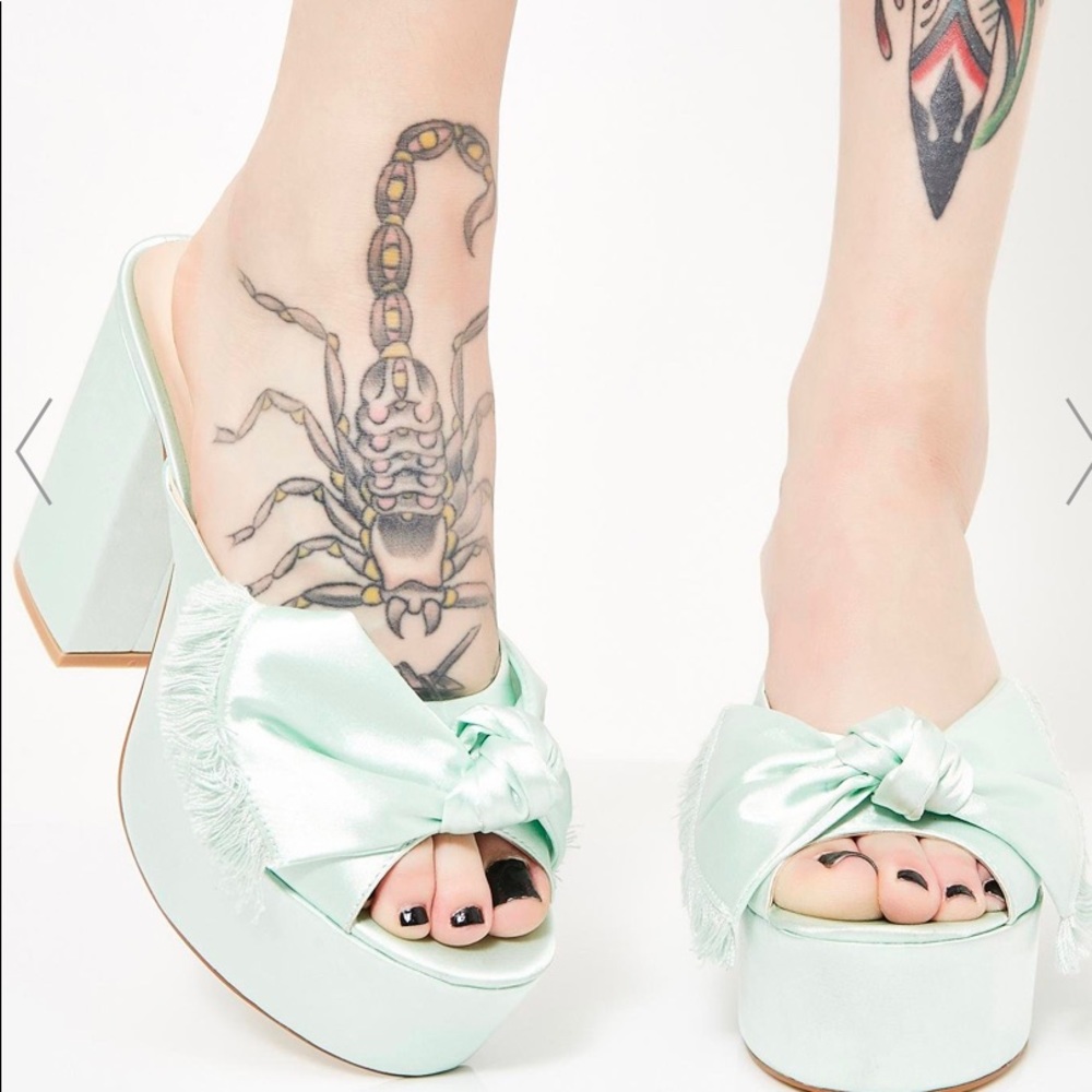 Public Desire Mint Satin Platform Sandal